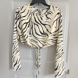 Elegant Zebra Print Blouse with Tie Detail